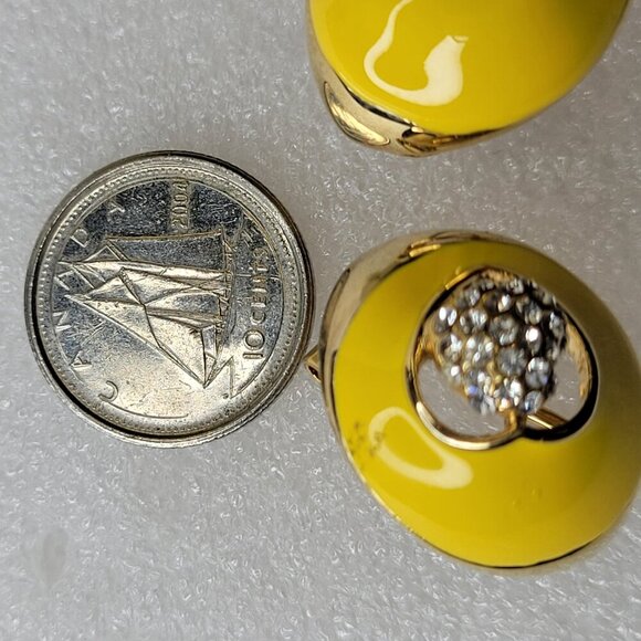 Yellow Enamelled Earrings Small Earrings - Picture 4 of 8